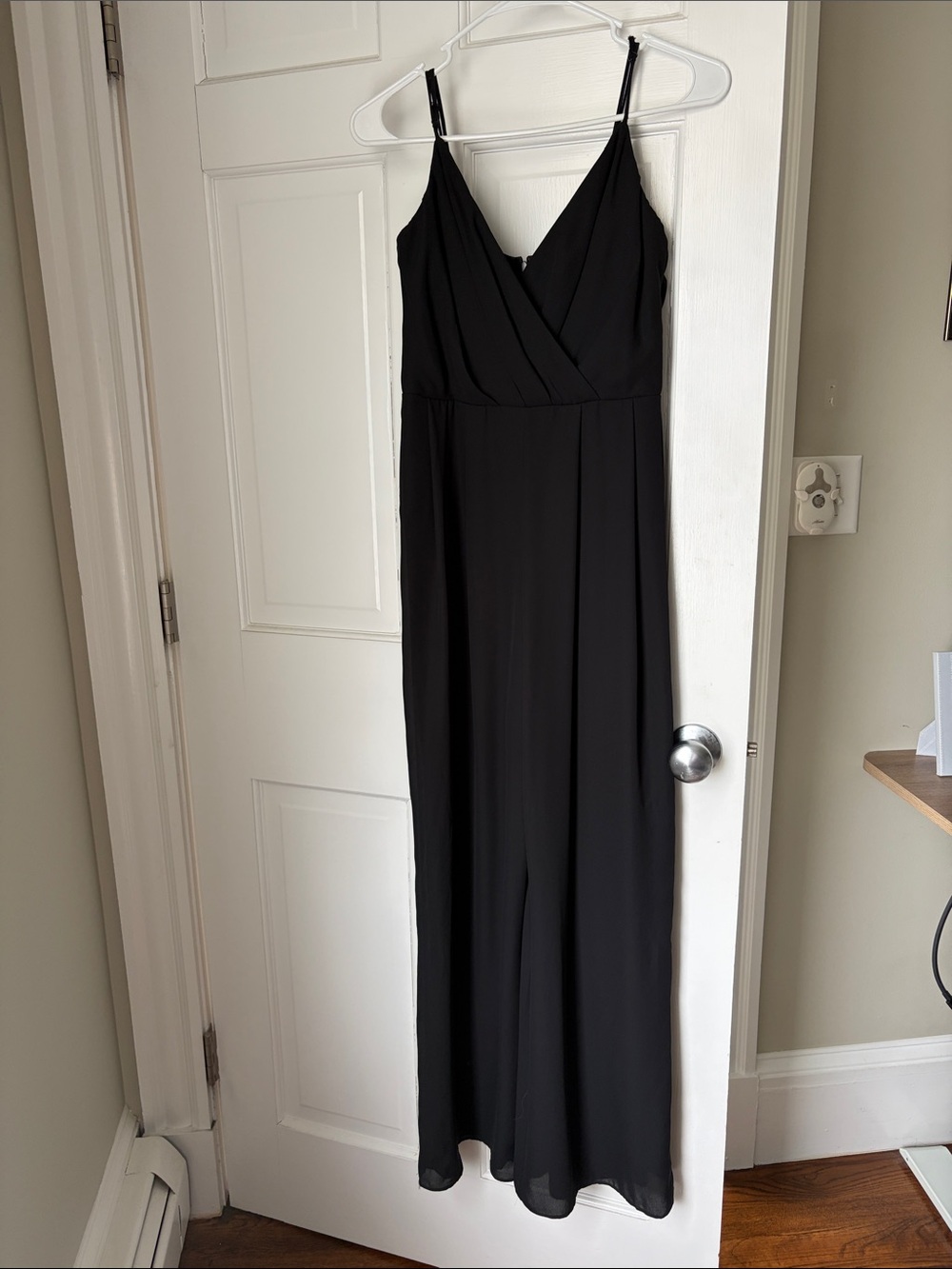 Francesca’s Black V-Neck Spaghetti Strap Jumpsuit